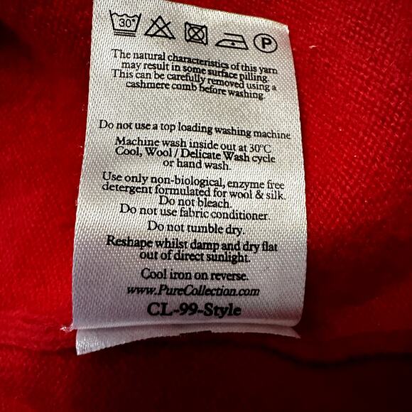 Pure Collection 100% Cashmere Sweater Pullover Crew Neck Knit Red 8/10 M - Picture 4 of 5